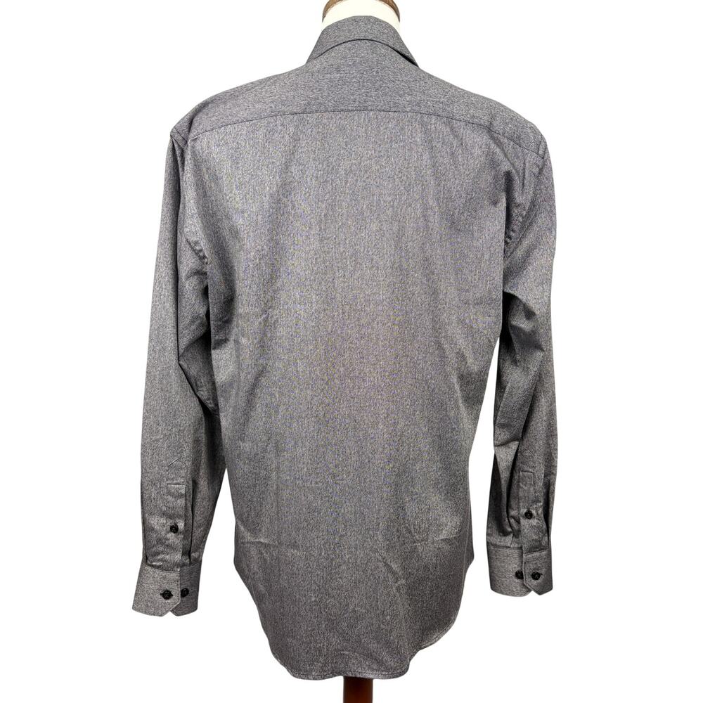 Bertigo Gray Textured Button Down Shirt Large Paisley Trim Cotton - Picture 3 of 6